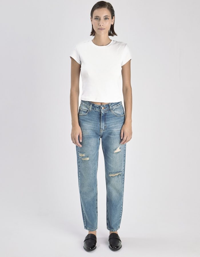 Pantalón Jean Momfit Cerati 5 Azul