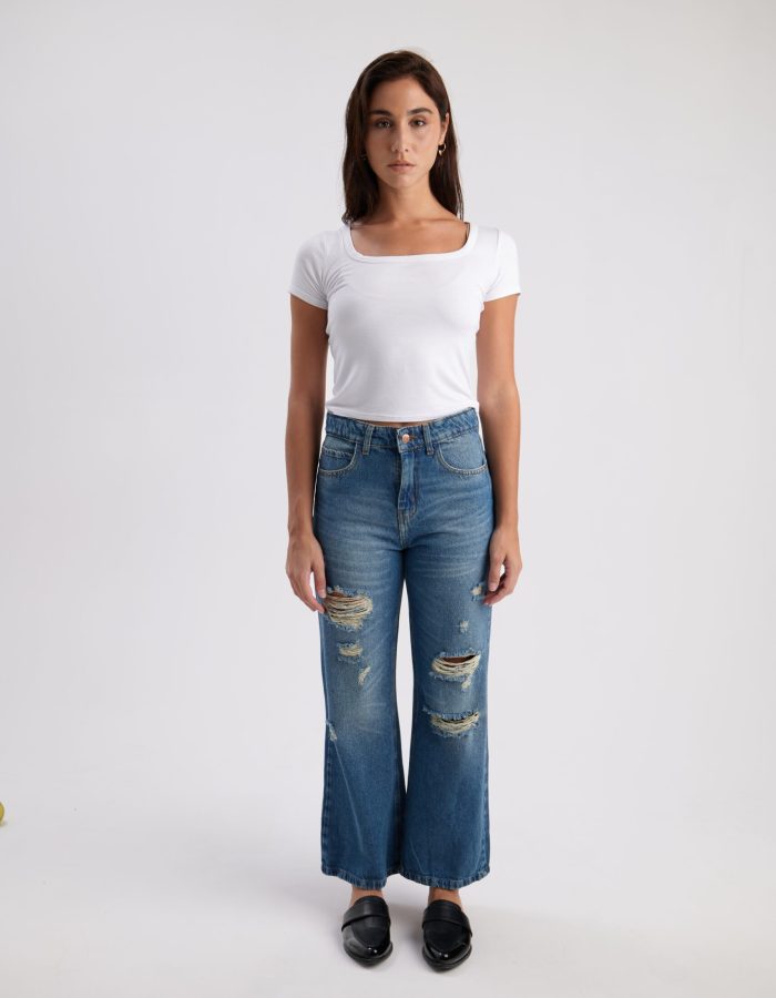 Pantalón Jean Wide Leg Angela Azul
