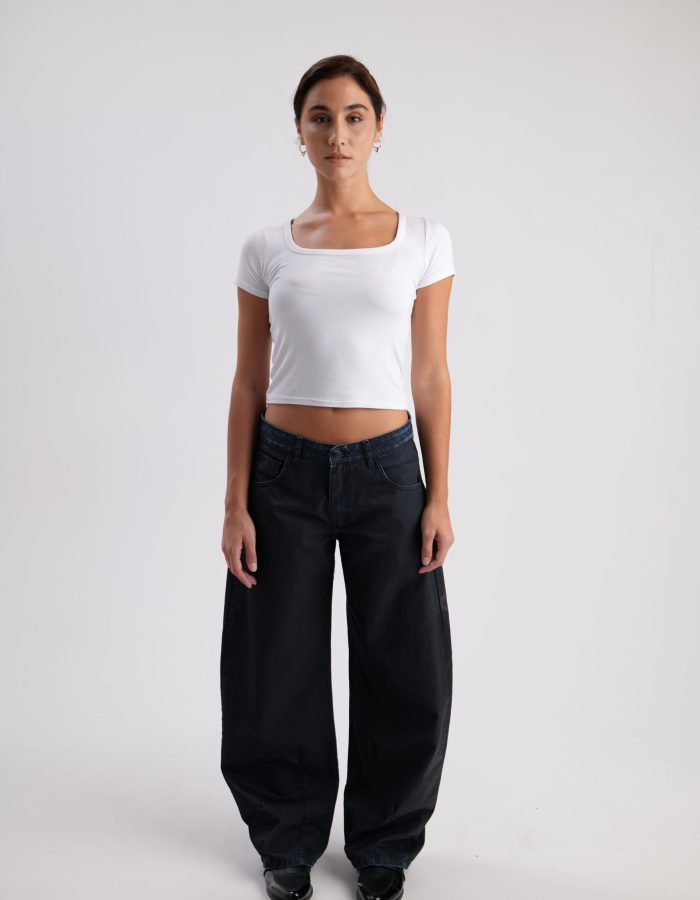 Pantalón Jean Engomado Ozzy Negro Azulado