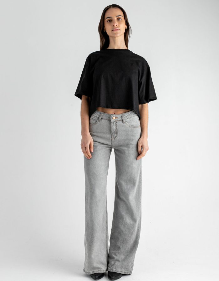 Pantalón Jean Wide Leg Bandalo Gris Clarito