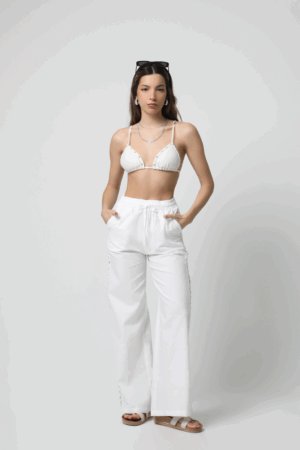 PANT LINO ORQUIDEAS BLANCO