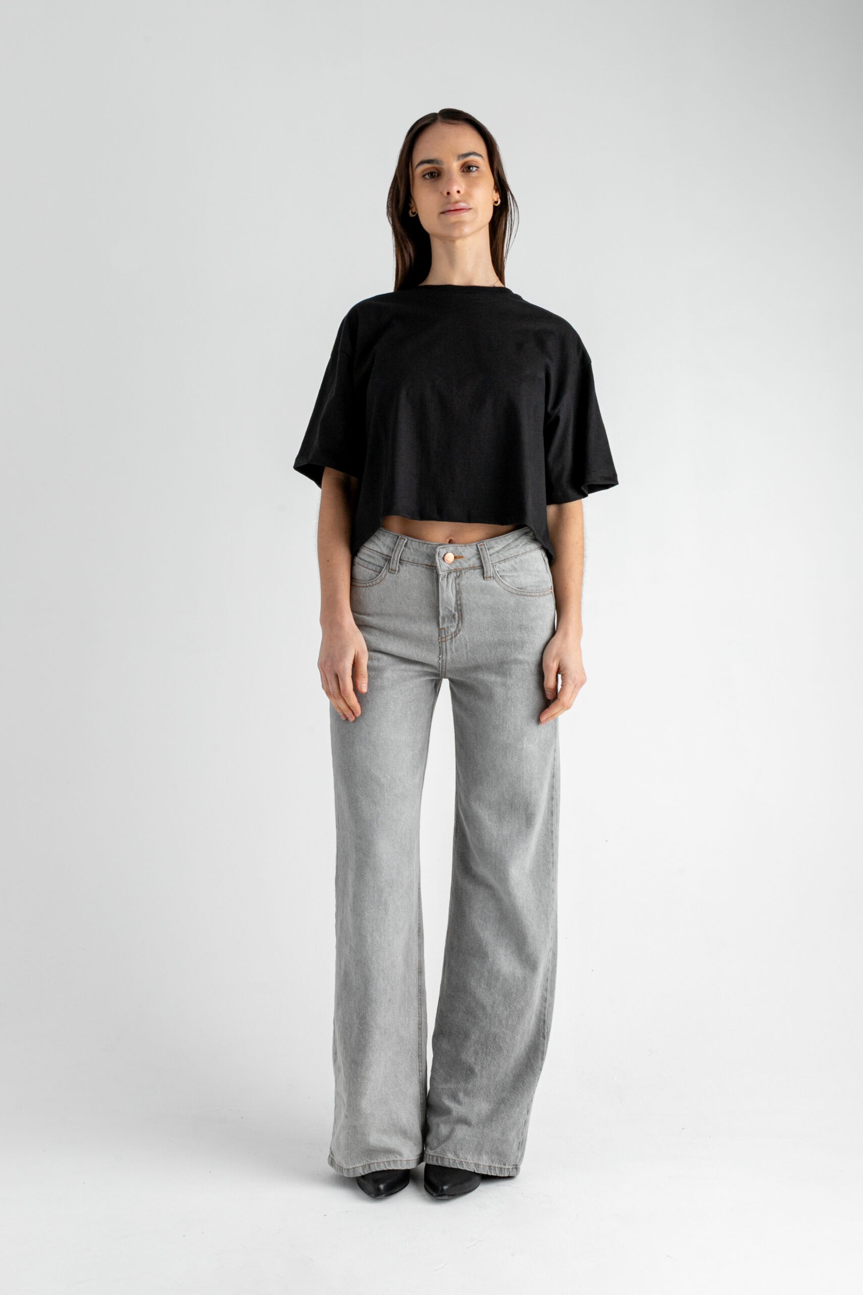 Pantalón Jean Wide Leg Bandalo Gris Clarito