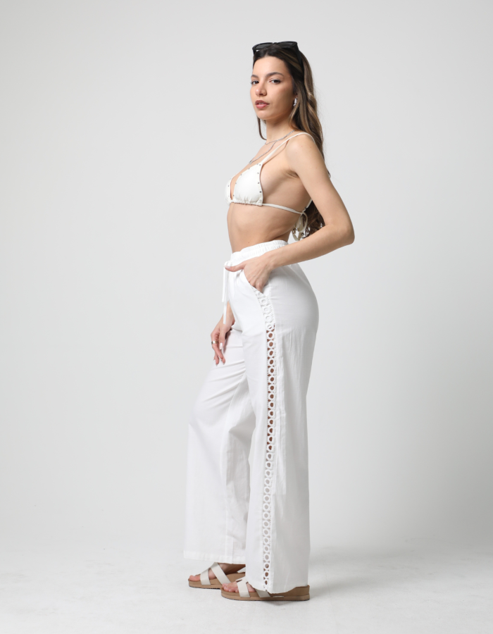 PANT LINO ORQUIDEAS BLANCO