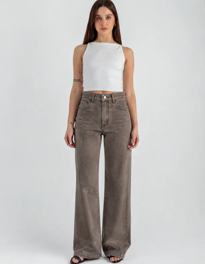 Pantalón Jean Wide Leg Irlanda Marrón