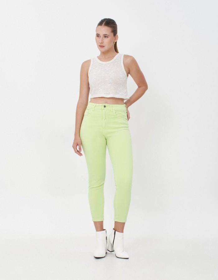 Pantalón Jean Chupin Copihue Verde Fluor