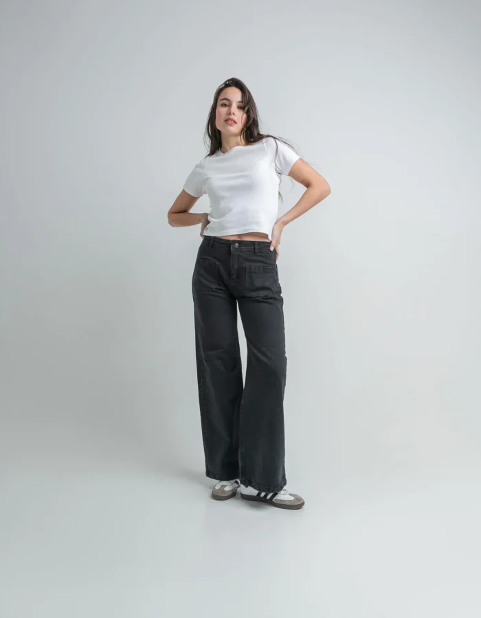 Pantalón Jean Recto Confort Lana Negro